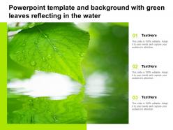 Powerpoint template and background with green leaves reflecting in the water