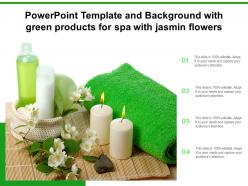 Powerpoint template and background with green products for spa with jasmin flowers