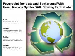 Powerpoint template and background with green recycle symbol with glowing earth globe