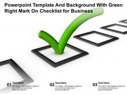 Powerpoint template and background with green right mark on checklist for business