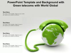 Powerpoint Template And Background With Green Telecoms With World Global