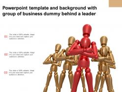 Powerpoint template and background with group of business dummy behind a leader