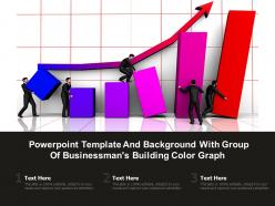 Powerpoint template and background with group of businessmans building color graph