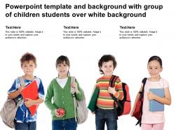 Powerpoint template and background with group of children students over white background