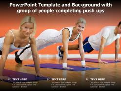 Powerpoint template and background with group of people completing push ups
