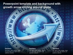 Powerpoint template and background with growth arrow circling around globe
