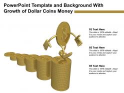 Powerpoint template and background with growth of dollar coins money