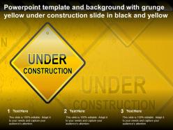 Powerpoint template and background with grunge yellow under construction slide in black and yellow