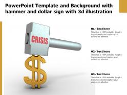 Powerpoint template and background with hammer and dollar sign with 3d illustration