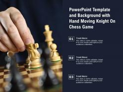 Powerpoint template and background with hand moving knight on chess game