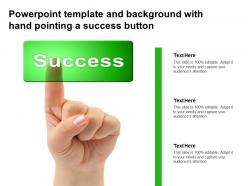 Powerpoint template and background with hand pointing a success button