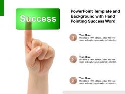 Powerpoint template and background with hand pointing success word