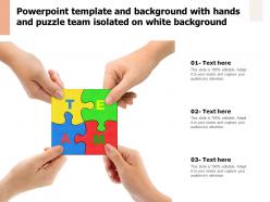 Powerpoint template and background with hands and puzzle team isolated on white background