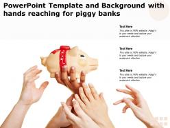 Powerpoint template and background with hands reaching for piggy banks