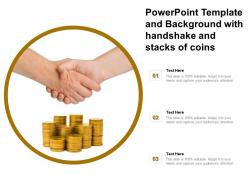 Powerpoint template and background with handshake and stacks of coins