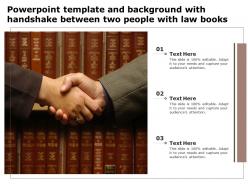 Powerpoint template and background with handshake between two people with law books