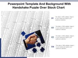 Powerpoint template and background with handshake puzzle over stock chart