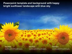 Powerpoint template and background with happy bright sunflower landscape with blue sky