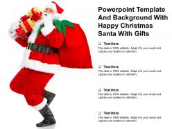 Powerpoint template and background with happy christmas santa with gifts