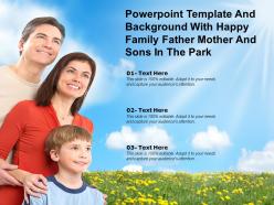 Powerpoint template and background with happy family father mother and sons in the park