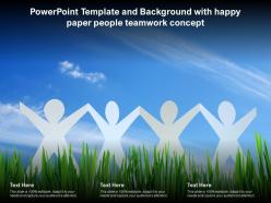 Powerpoint template and background with happy paper people teamwork concept