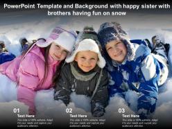 Powerpoint template and background with happy sister with brothers having fun on snow