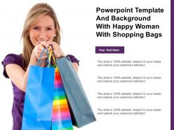 Powerpoint template and background with happy woman with shopping bags