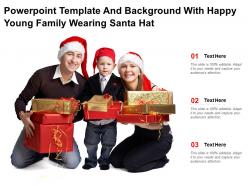 Powerpoint template and background with happy young family wearing santa hat