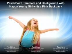 Powerpoint template and background with happy young girl with a pink backpack