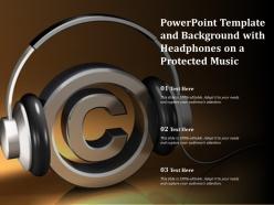 Powerpoint template and background with headphones on a protected music
