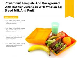 Powerpoint template and background with healthy lunchbox with wholemeal bread milk and fruit