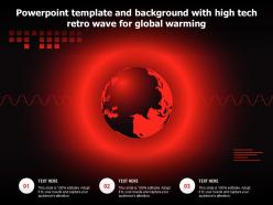 Powerpoint template and background with high tech retro wave for global warming