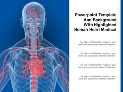 Powerpoint template and background with highlighted human heart medical