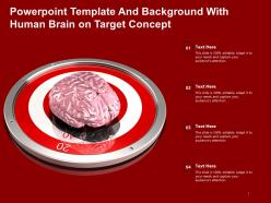 Powerpoint template and background with human brain on target concept