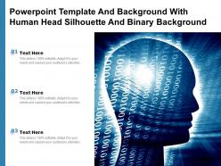 Powerpoint template and background with human head silhouette and binary background