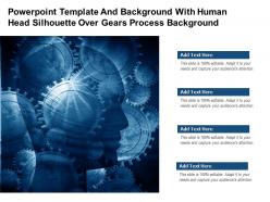 Powerpoint template and background with human head silhouette over gears process background