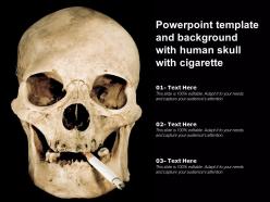 Powerpoint template and background with human skull with cigarette