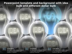 Powerpoint template and background with idea bulb and different dollar bulb