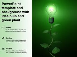 Powerpoint template and background with idea bulb and green plant