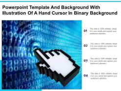 Powerpoint template and background with illustration of a hand cursor in binary background