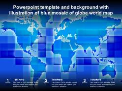 Powerpoint template and background with illustration of blue mosaic of globe world map