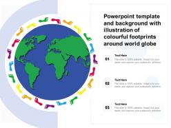 Powerpoint template and background with illustration of colourful footprints around world globe