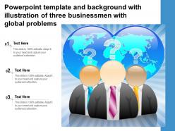 Powerpoint template and background with illustration of three businessmen with global problems