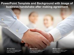 Powerpoint template and background with image of business handshake after making agreement