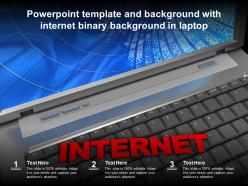 Powerpoint template and background with internet binary background in laptop