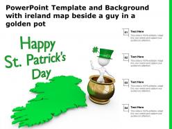 Powerpoint template and background with ireland map beside a guy in a golden pot