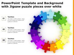 Powerpoint template and background with jigsaw puzzle pieces over white