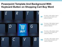 Powerpoint template and background with keyboard button on shopping cart buy word