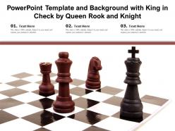 Powerpoint template and background with king in check by queen rook and knight