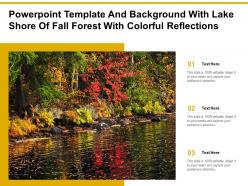 Powerpoint template and background with lake shore of fall forest with colorful reflections
